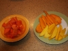 Papaya, yellow and orange mangos
